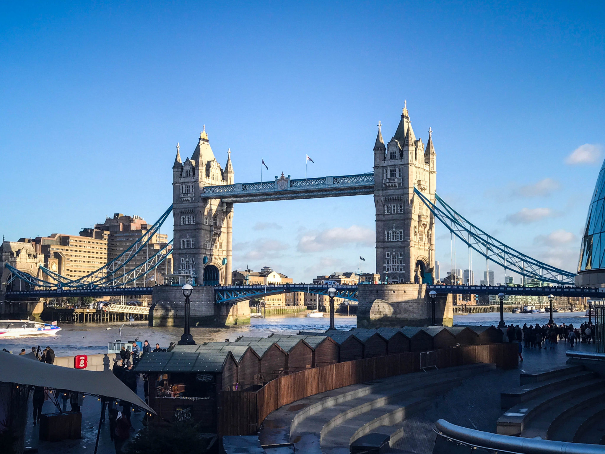 London's Tower Bridge from the South Bank, how to get the cheapest flights to London