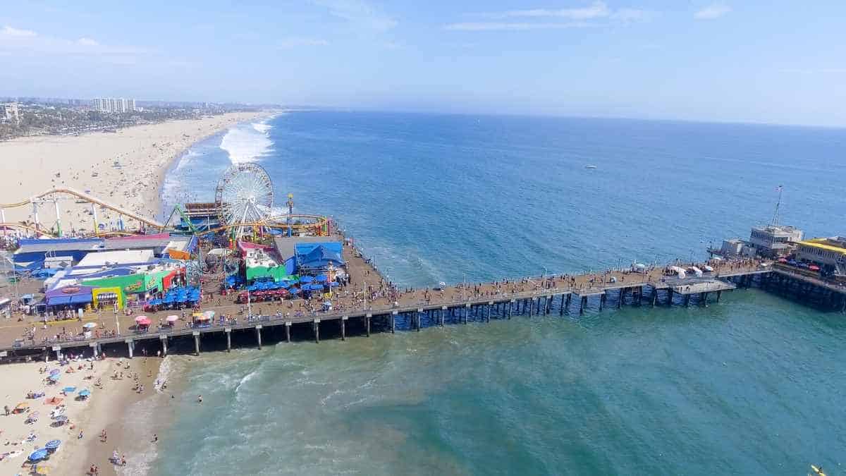 Overhead view of the Santa Monica Pier in Santa Monica, California - 21st birthday in Los Angeles