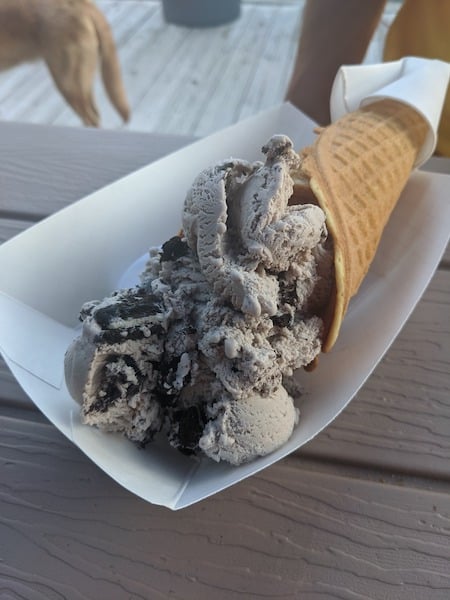 An ice cream cone from Island Creamery in Chincoteague, Virginia