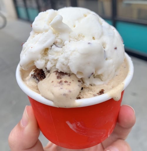 Scoops of ice cream in a cup from Toscanini's in Cambridge, MA - one of the best ice cream shops in the USA