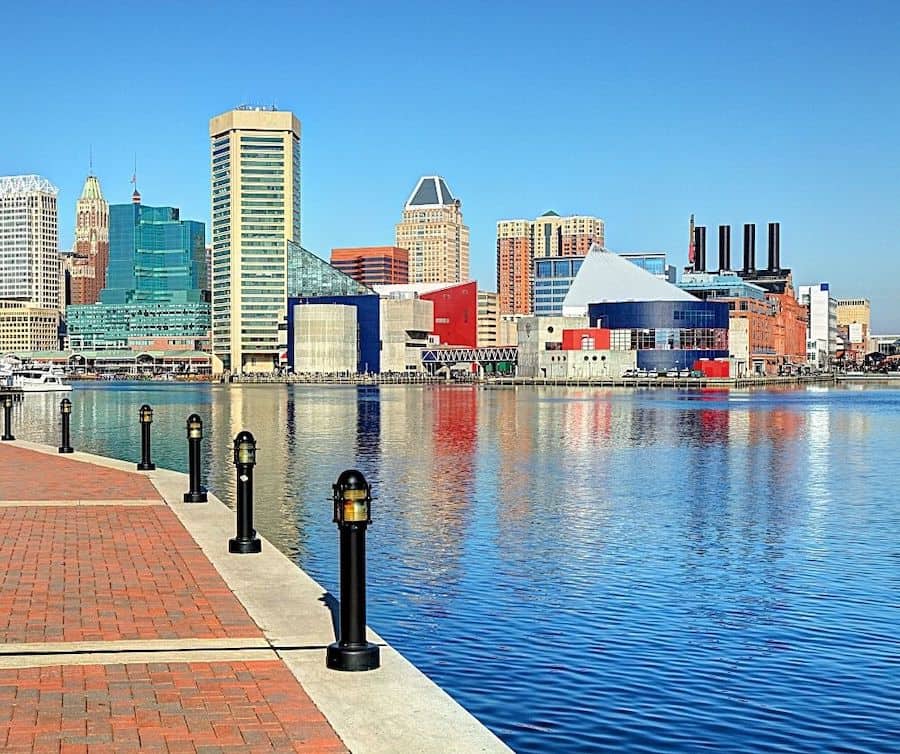 A view of Baltimore Harbor and the Baltimore Skyline
