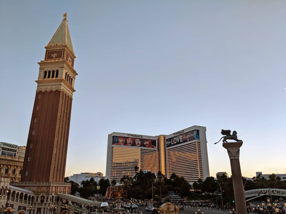 A view of the Mirage Las Vegas on the Las Vegas Strip - USA weekend getaways