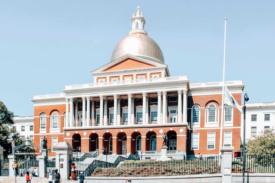 The Massachusetts State House in Boston, Massachusetts