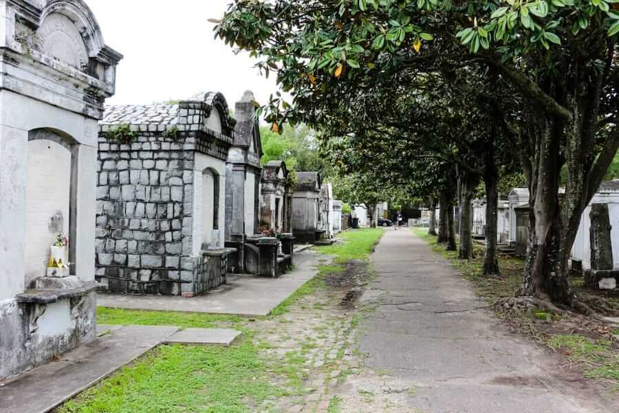 Cemetery with above ground tombs in New Orleans, Louisiana