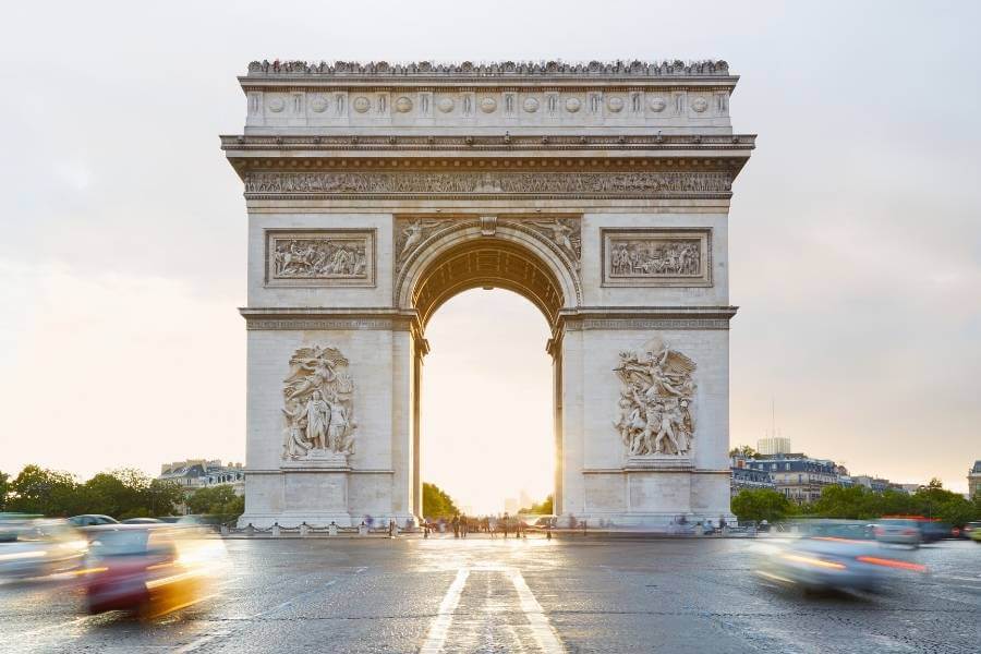 The Arc de Triumph in Paris in the morning