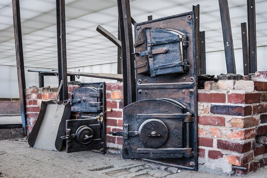 Crematorium doors at Sachsenhausen Concentration Camp and Museum near Berlin Germany