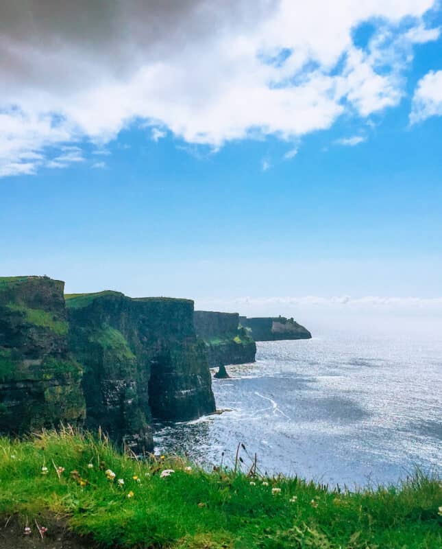 The Cliffs of Moher on a partly cloudy day