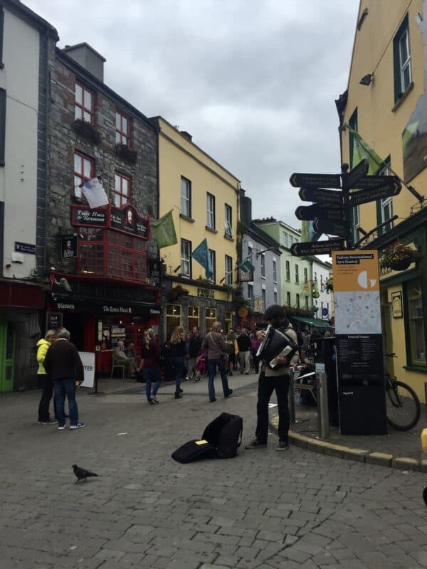A street performer on one of the main streets in Galway Ireland